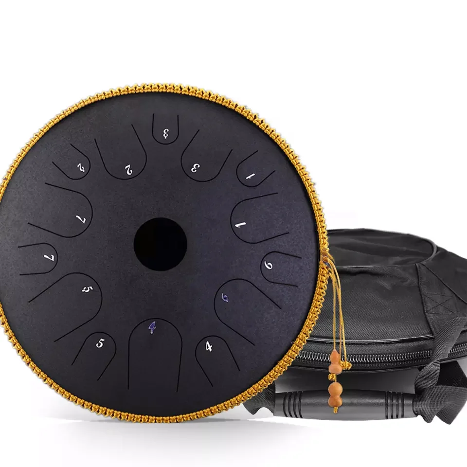 Hooqu Steel Tongue Drum 14 Inch 15 Notes Sound Healing Instruments Steel Tongue Drum