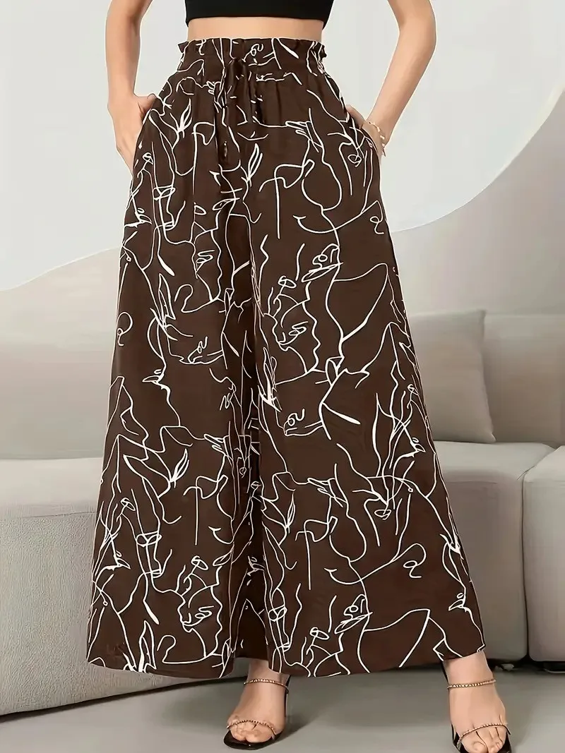 

High Waist Floral Print Maxi Skirt Blue And White Ruffle Pleated Swing Long Skirt with Elastic Waistband for Women