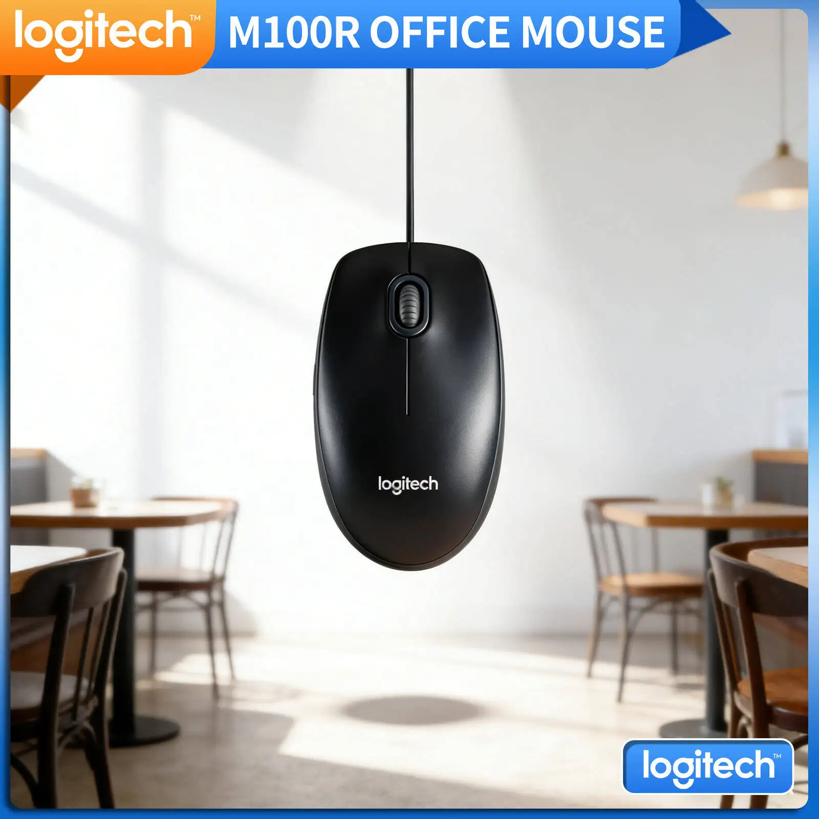 

Высококачественная проводная USB-мышь Logitech M100R, 1000 DPI, эргономичная, для левшей и правшей, для офиса, дома и учебы