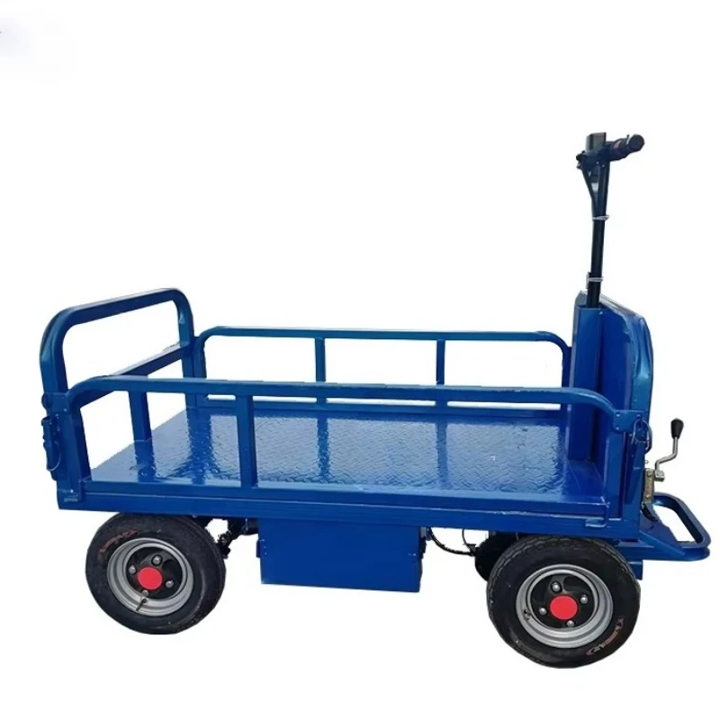Heavy duty four-wheel industrial cargo carrying electric trolley
