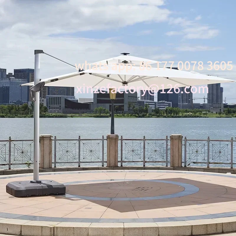 مظلة قابلة للتخصيص مع مصباح ليد مظلة ناتئ للفناء شعار تجاري مخصص حديقة مطعم الشمس الكبيرة #3