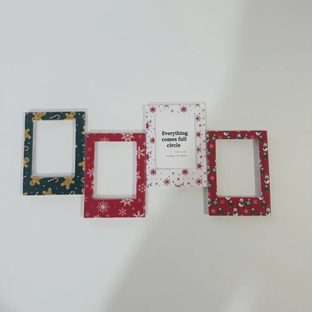 4Pcs Plastic Christmas Magnetic Photo Frame Gingerbread Man Snowflake Mini Magnetic Picture Frame Refrigerator Decor