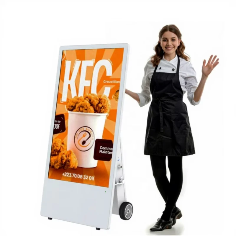 Outdoor kiosk high brightness IP65 waterproof floor standing battery powered removable advertising media player screen
