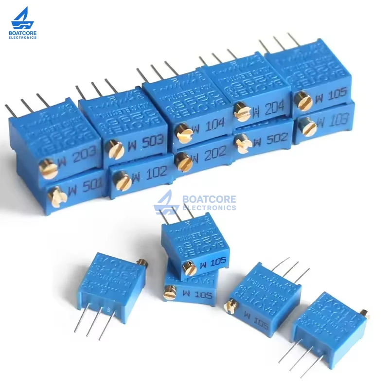 2/5PCS 3296W Multiturn Trimmer Potentiometer High Precision Variable Resistor 1K 2K 5K 10K 20K 50K 100K 200K 500K 1M ohm 101 103