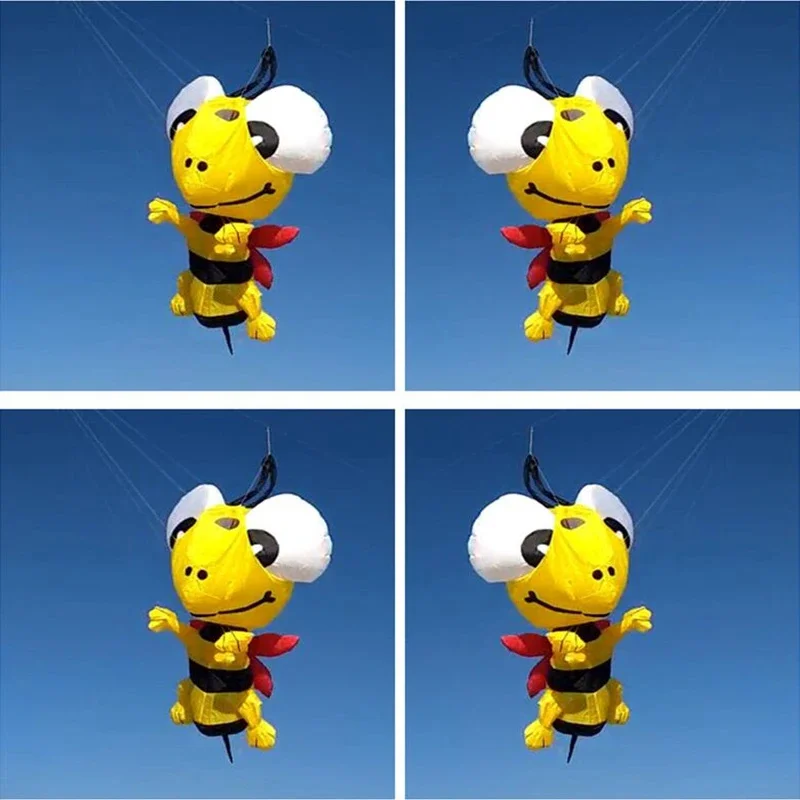 Cerf-volant gonflable en nylon, montre de cerf-volant en forme d'abeille, jouet d'extérieur, corde de cerf-volant, jouets gonflables, corde rotative amusante