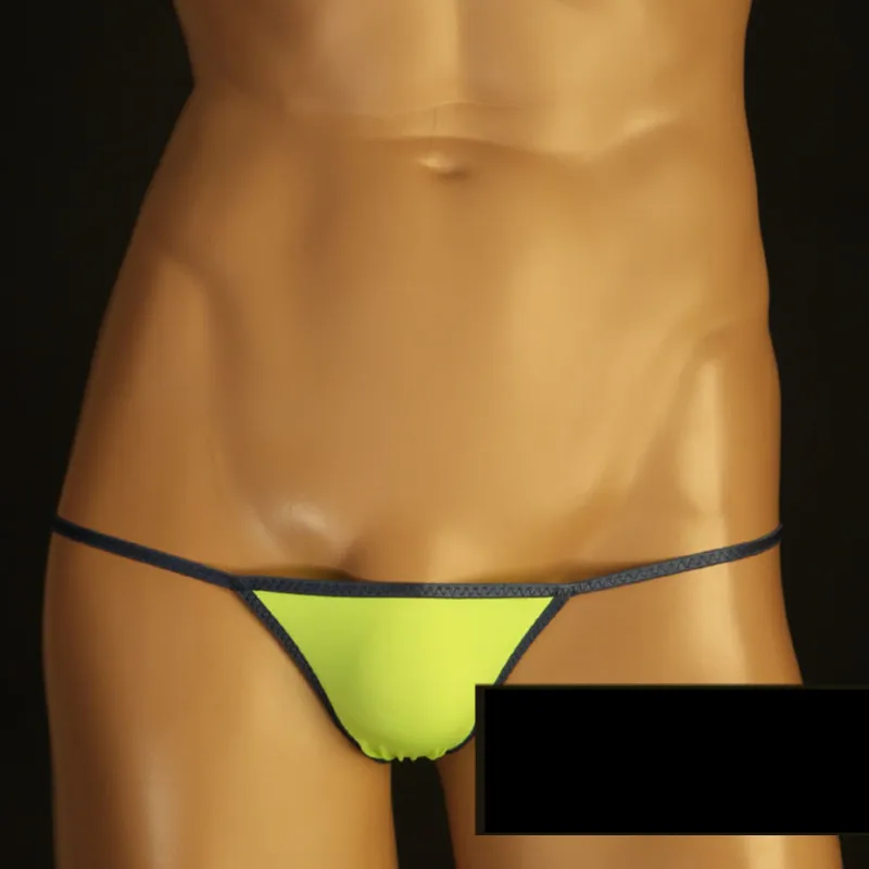 Thin Nylon Color Block Single T-Back Thong For Men Sexy Elastic Breathable Comfort Male Underwear