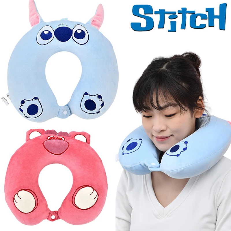 

Disney Stitch Cartoon U-shaped Pillow Anime Figure Lotso Cute Travel Neck Protection Pillow Soft Portable Airplane Neck Cushion
