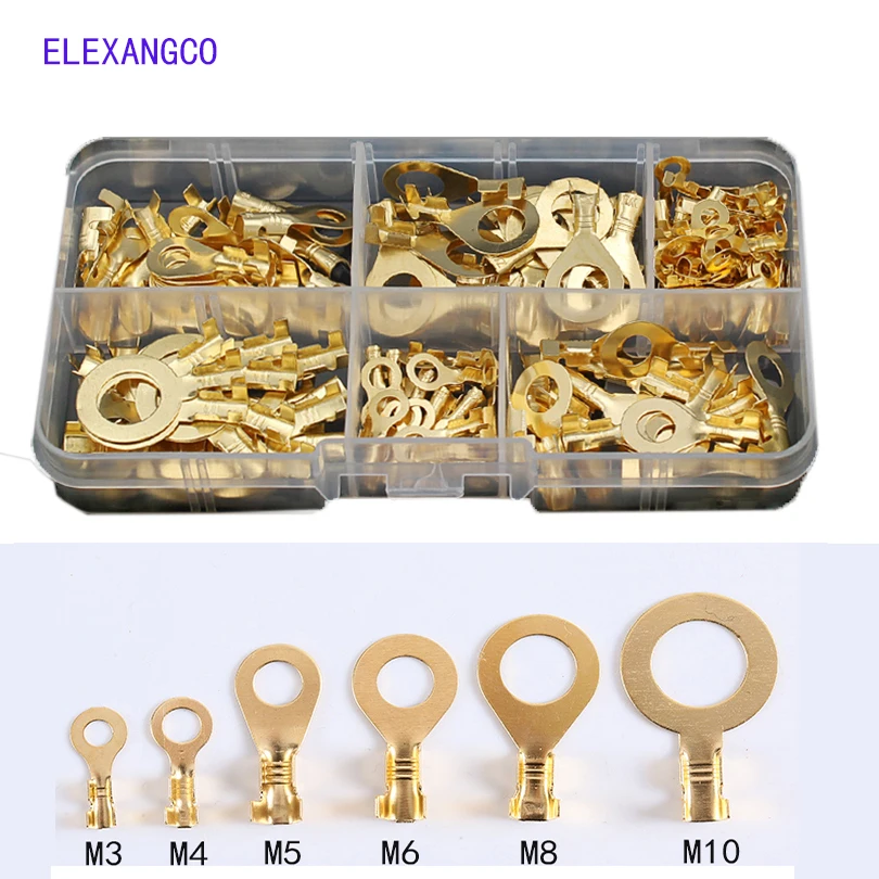 150Pcs Round Terminal Block DJ431 M3 4 5 6  O-type Lugs Terminals Cold-Pressed Connector Copper Tab Wiring Nose Combination Set