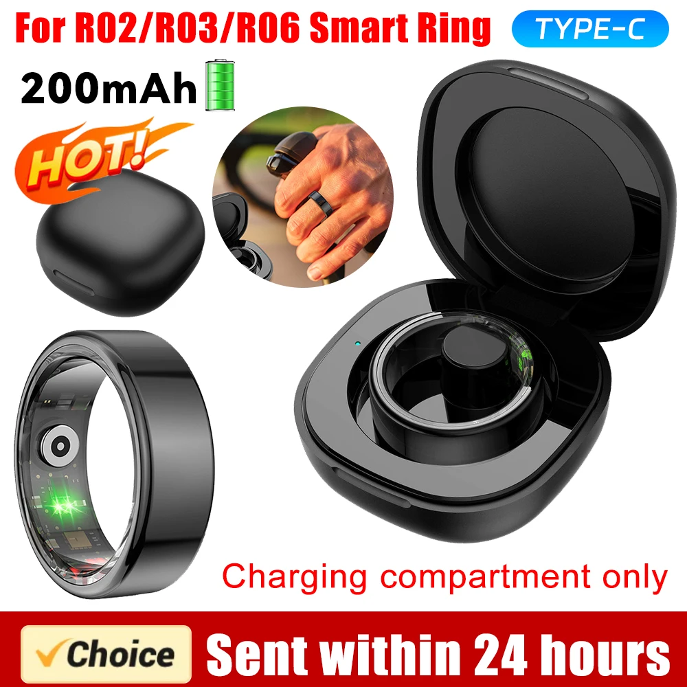 Charging Case 200mAh Wireless Charger Case Replacement Charger Case Cradle Dock Station for R02/R03/R06 Smart Ring