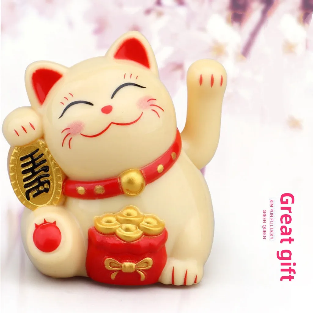 تعمل بالطاقة الشمسية Maneki Neko القط المحظوظ ترحيب القط الصيني المحظوظ يلوحون اليد بيكونينغ تماثيل قطة الحظ للديكور المنزل