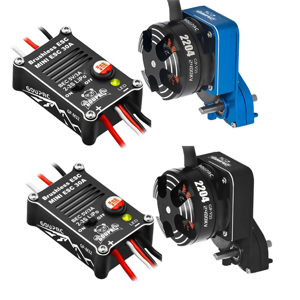 

2204 2400KV Brushless Outrunner Motor with Transmission & 30A Brushless ESC for 1/24 RC Crawler Axial SCX24 Upgrade