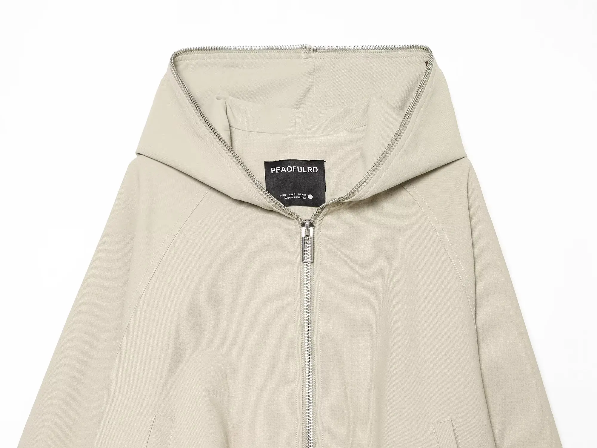 BSAY Neue minimalistische beige Kapuzenjacke für Damen, lockere, kurz geschnittene Oberbekleidung mit durchgehendem Reißverschluss, langärmliger Windbreaker im lässigen Workwear-Stil – Detail 4