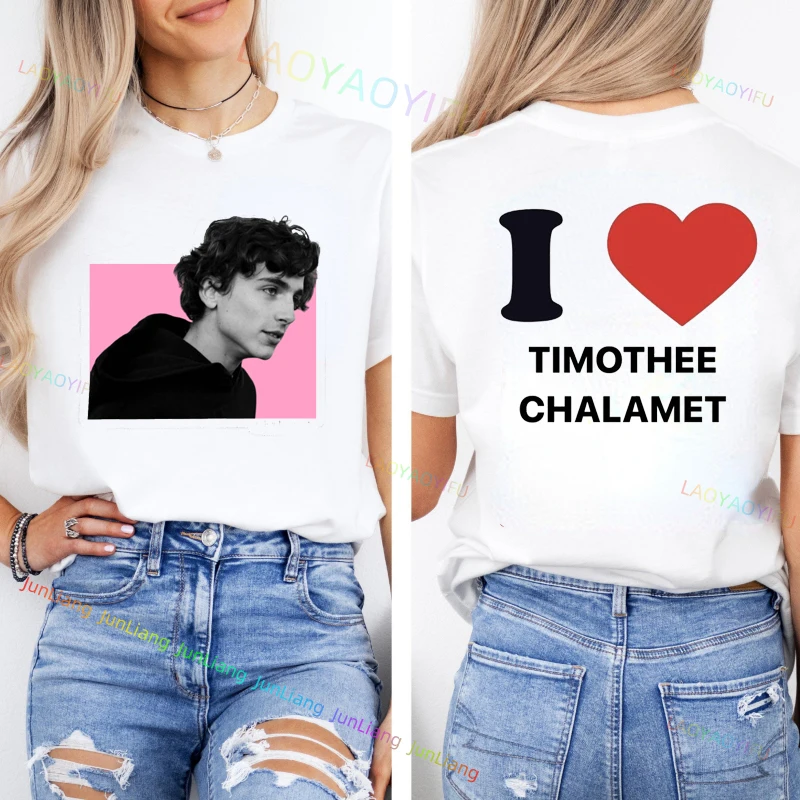 Timothee Chalamet I Love My Boyfriend Y2k Clothes 100% Cotton Short Sleeve T-shirt Fans Birthday Present New in Tops & Tees Tee