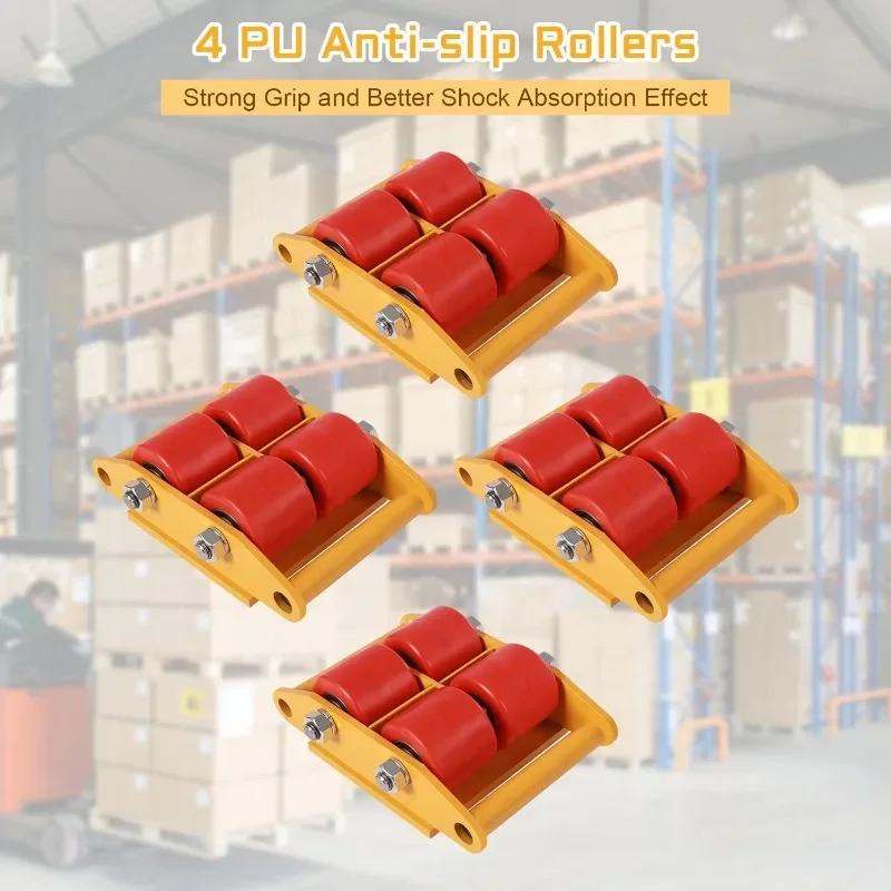 

TFCFL 4pcs Machinery Skates, Machinery Mover With 2pcs Steering Handles, 6T/13200lbs Capacity, Yellow