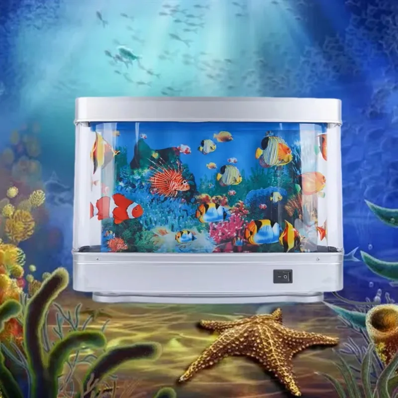 LED Aquarium Lights, Desktop Dynamic Virtual Ocean Aquarium Mood Night Lights, Children’s Room Decorative Table Lamps, Gifts