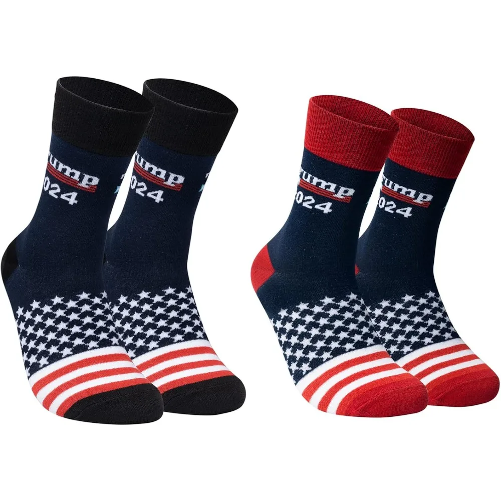 New Trump 2024 Socks President Patriotic Socks Soft Unisex Funny Print Adult Casual Crew Socks Donald Gag Gifts for Men Women