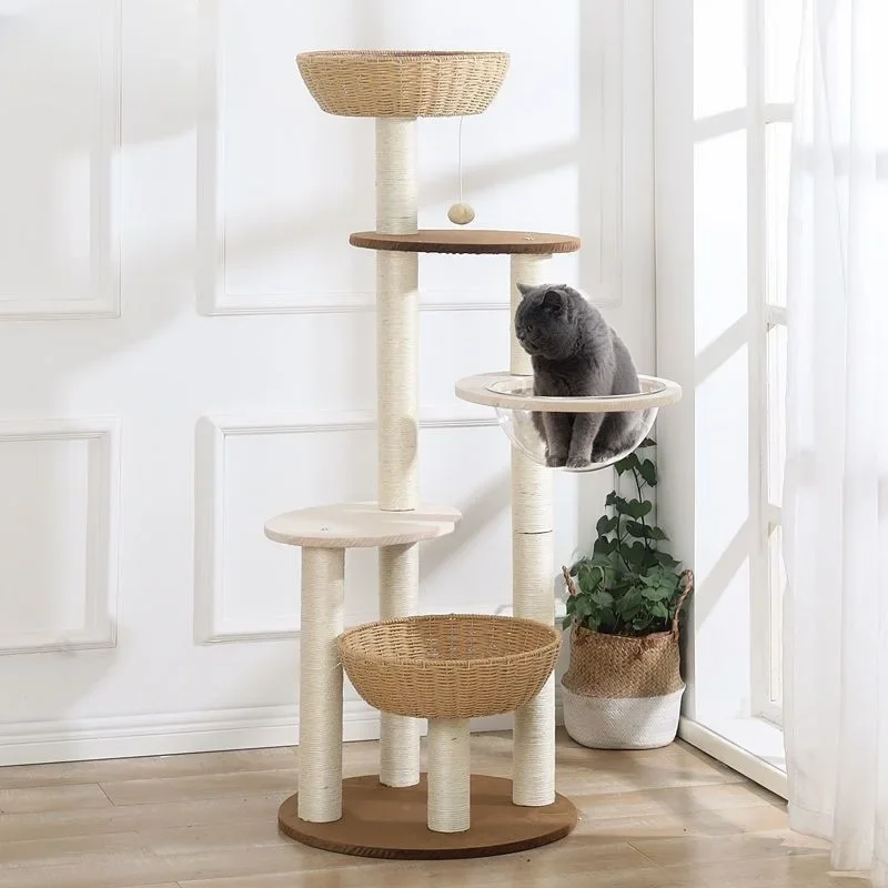 

Japanese Style Cat Climbing Frame Wear-resistant Sisal Posts Multi-basket Cat Nest Multifunctional Cat Furniture Pet Toy