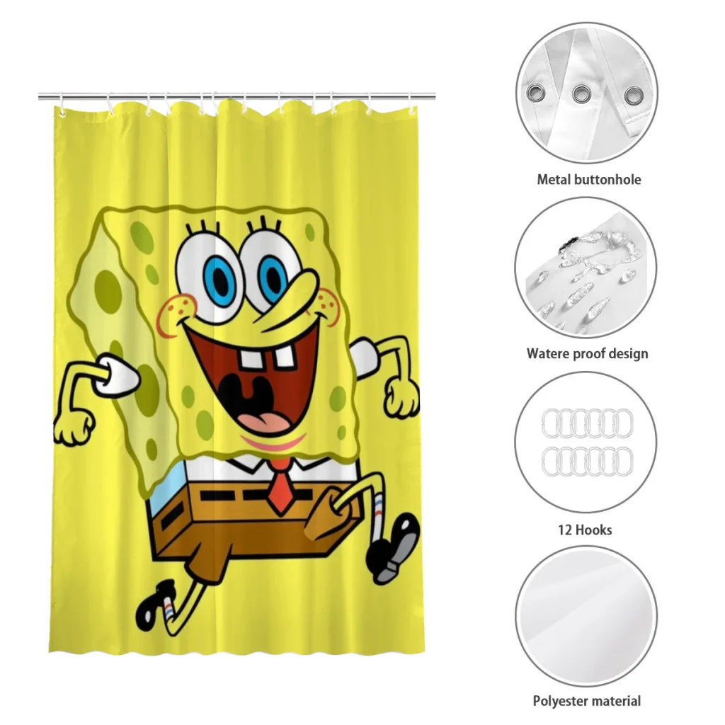 New SpongeBob Waterproof Shower Curtain Polyester Cloth Bath Curtain For Bathroom Decoration