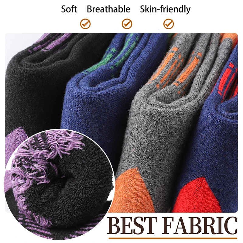 4 Paar Winter-Crew-Socken aus Merinowolle für Damen, verdickt, warm, feuchtigkeitsableitend, Wandersocke, langlebig, gemütlich, Sport, mittlere Wadensocke – Detail 3