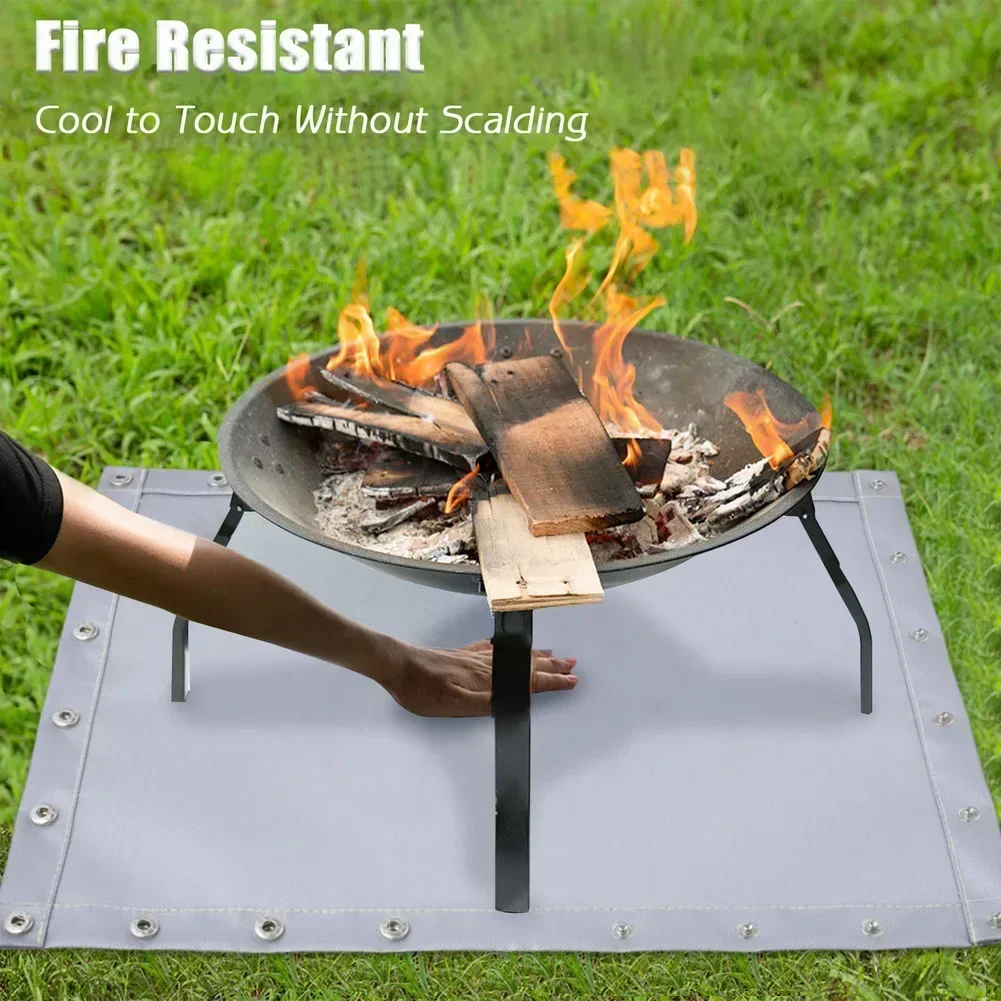 

Термостойкий коврик для барбекю с застежками-кнопками, огнестойкий и водонепроницаемый коврик из стекловолокна для приготовления пищи на открытом воздухе у костра, 50 х 38 см.