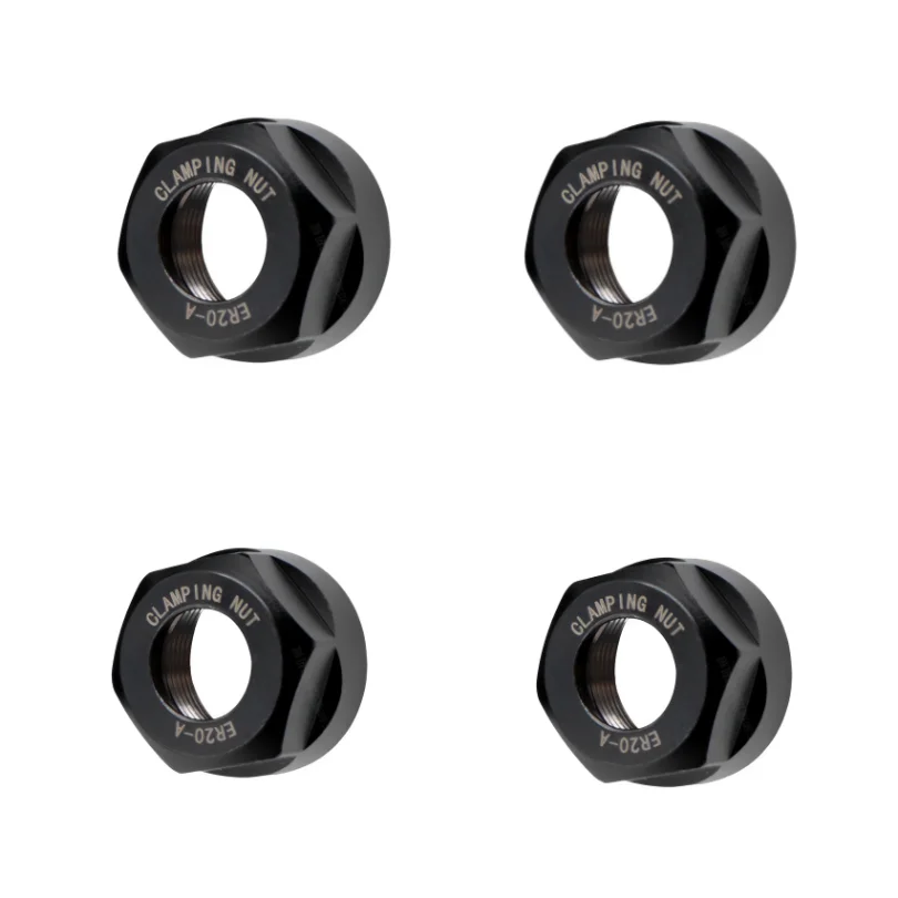 4pcs ER20 A Steel Collet Set Clamping Hex Nuts ER 20 for CNC Milling Chuck Tool Holder Lathe Black Collet Block