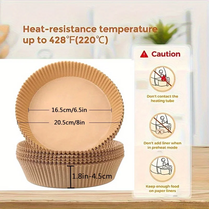 50 stuks 16 cm non-stick luchtfriteuse papieren voering voor bakken magnetron luchtfriteuse accessoires aerogrill perkament voor thuis en keuken bakgereedschap