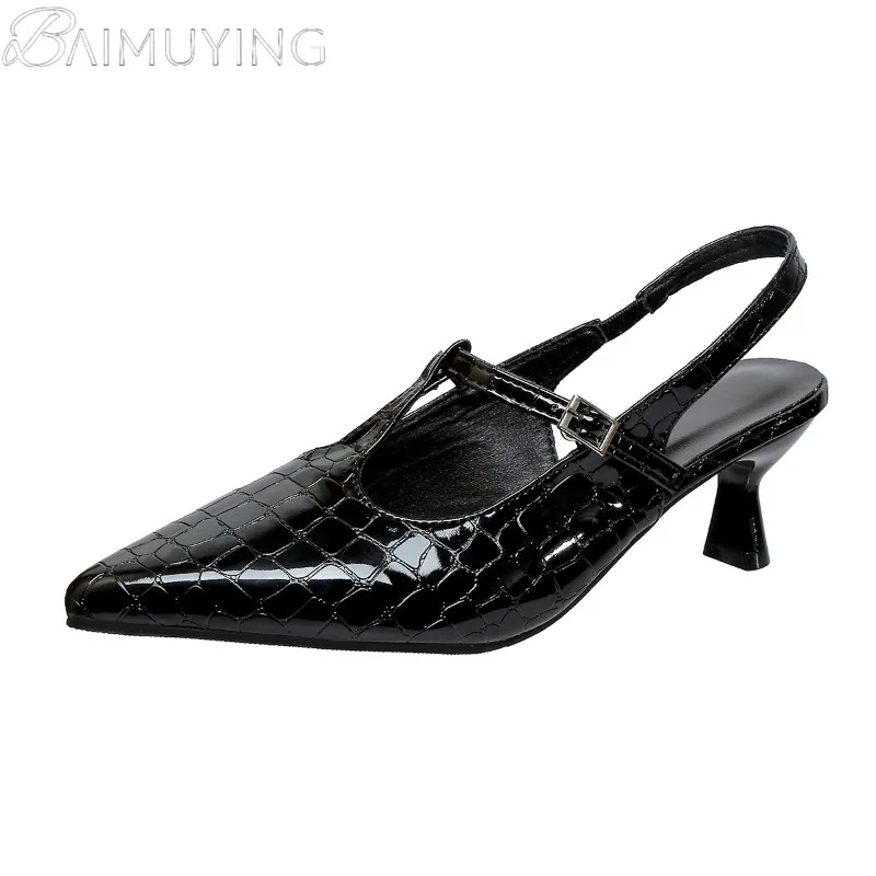 Pointed Toe Women Sandals High Heels Shoes Slippers Sexy Slingback 2025 Trend Dress Leather Shoes Summer Elegant Sandalias Mujer