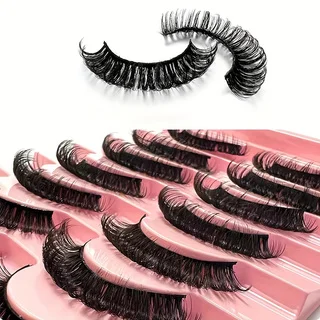 非常にカールしたふわふわのロシアカールつけまつげ10組。ステージ、パーティー、結婚式、デートに最適です。