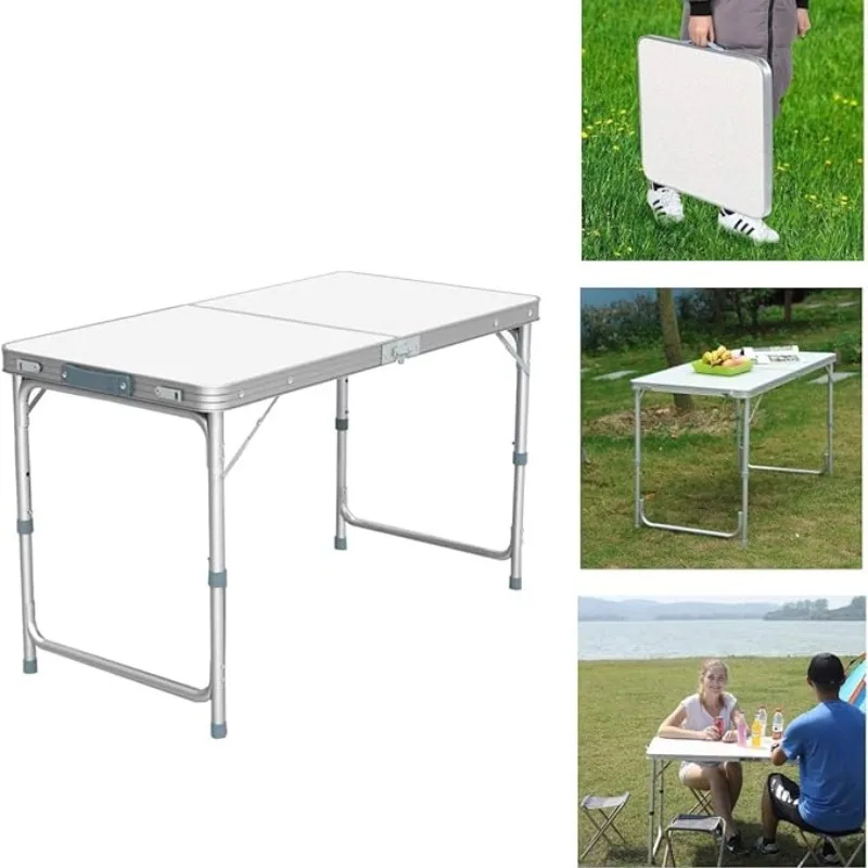 Camping Table Folding Table Outdoor Lightweight Portable Dining Table Height Adjustable Die-cast Metal Table for Camping BBQ