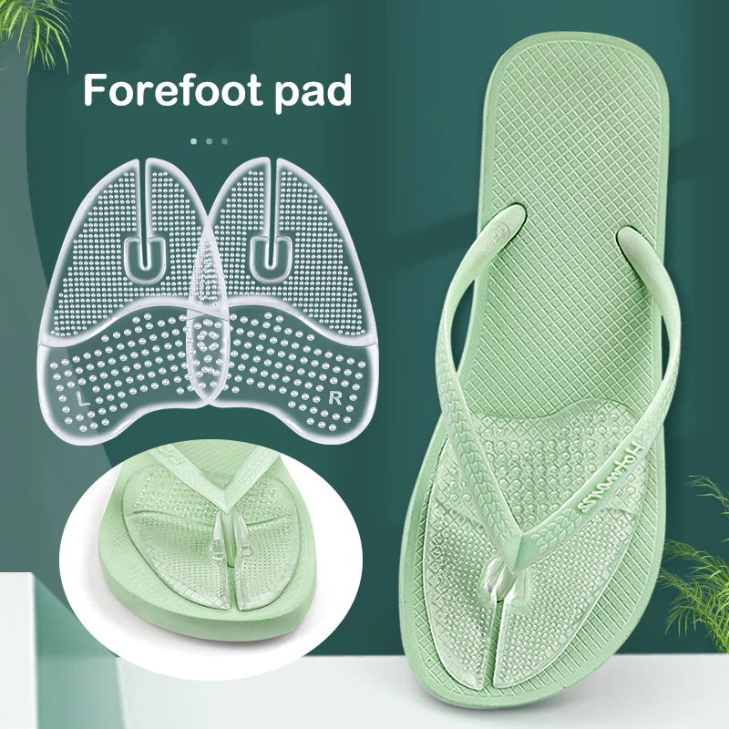 Bantalan sandal Flip flop transparan, 1 pasang pelindung jari kaki Anti slip sisipan depan sol dalam