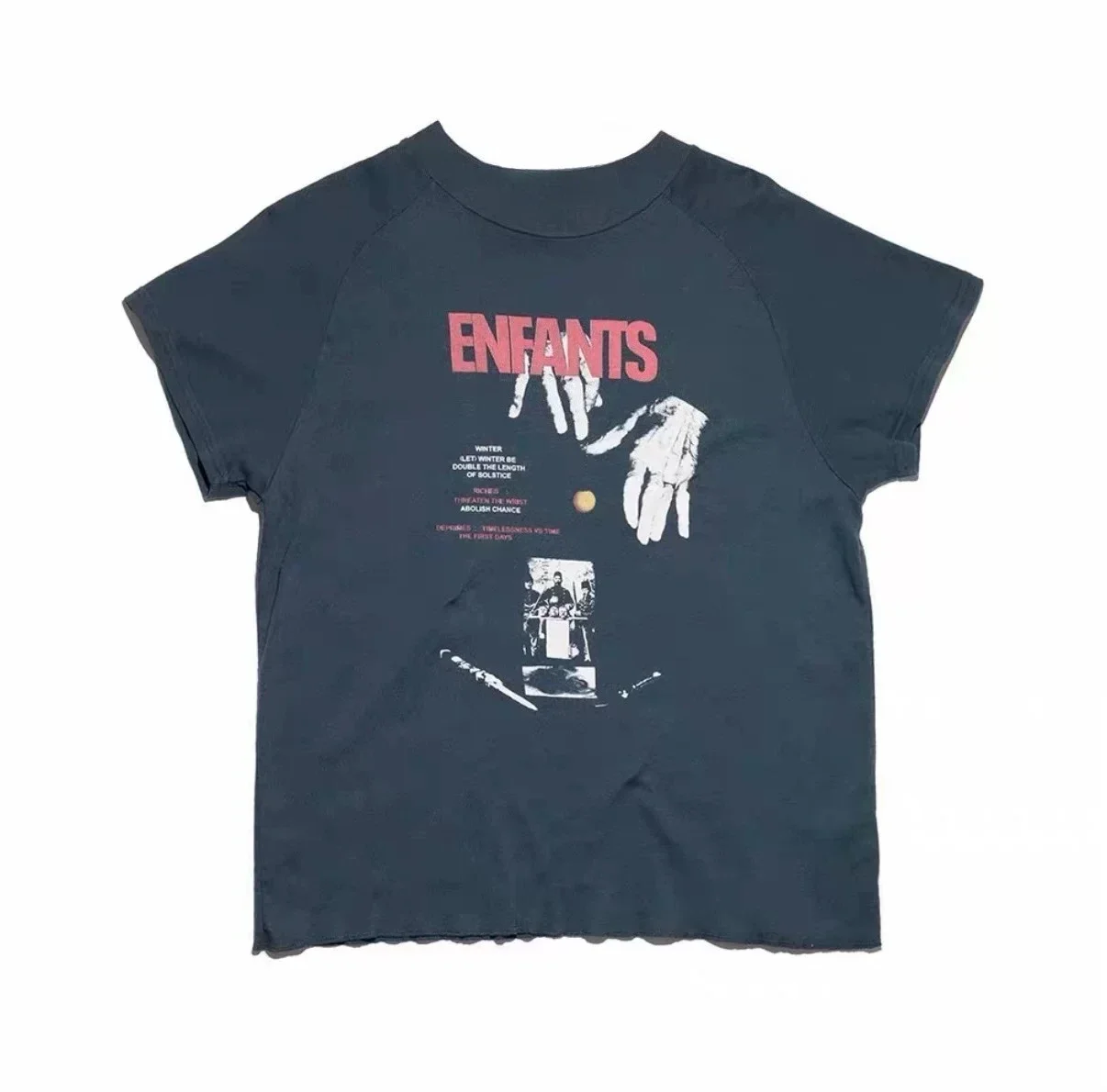 ER/D 25fw Winter Solstice Palm Faded Green Printed Washed Shoulder Short Sleeve T-Shirt