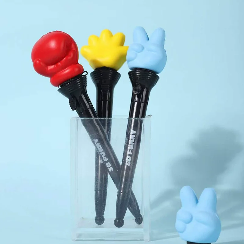 1PC Boxing Pen Pressure Reducing Fist Ball Pen PU Slow Rebound Fist Shape Ball Pen Fun Ejection Craft Cartoon Stationery Pen