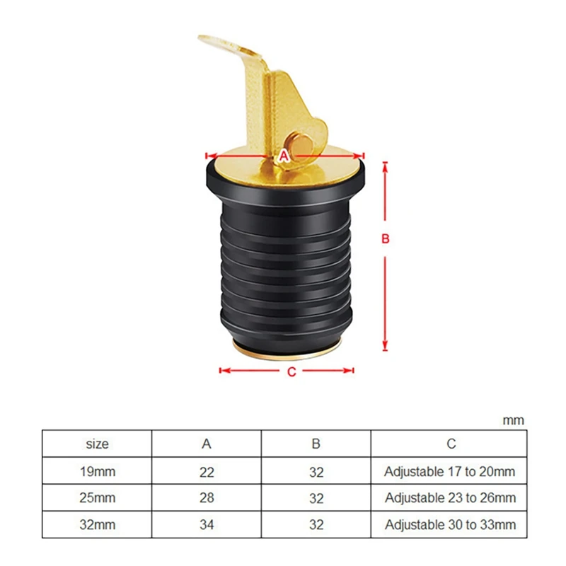 Tappo di scarico con tappo a compressione a vite in ottone tappo di scarico presa per barca espandibile in gomma Bait Well Plug accessori marini