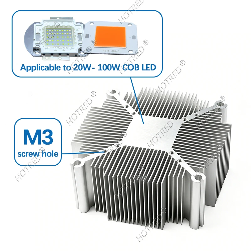 20W 30W 50W 100W Aluminum COB LED Heatsink Aluminum Radiator Cooler Cooling Base For DIY LED Plant Grow Light UV Lamp Assembly