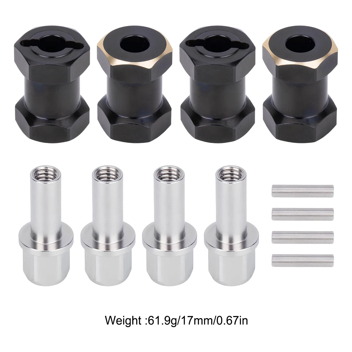 4Pcs Messing 12MM Rad Hex Erweiterte Adapter Combiner 12/15/17/20/25MM für 1/10 RC Crawler Auto Axial SCX10 D90 Upgrade Teile