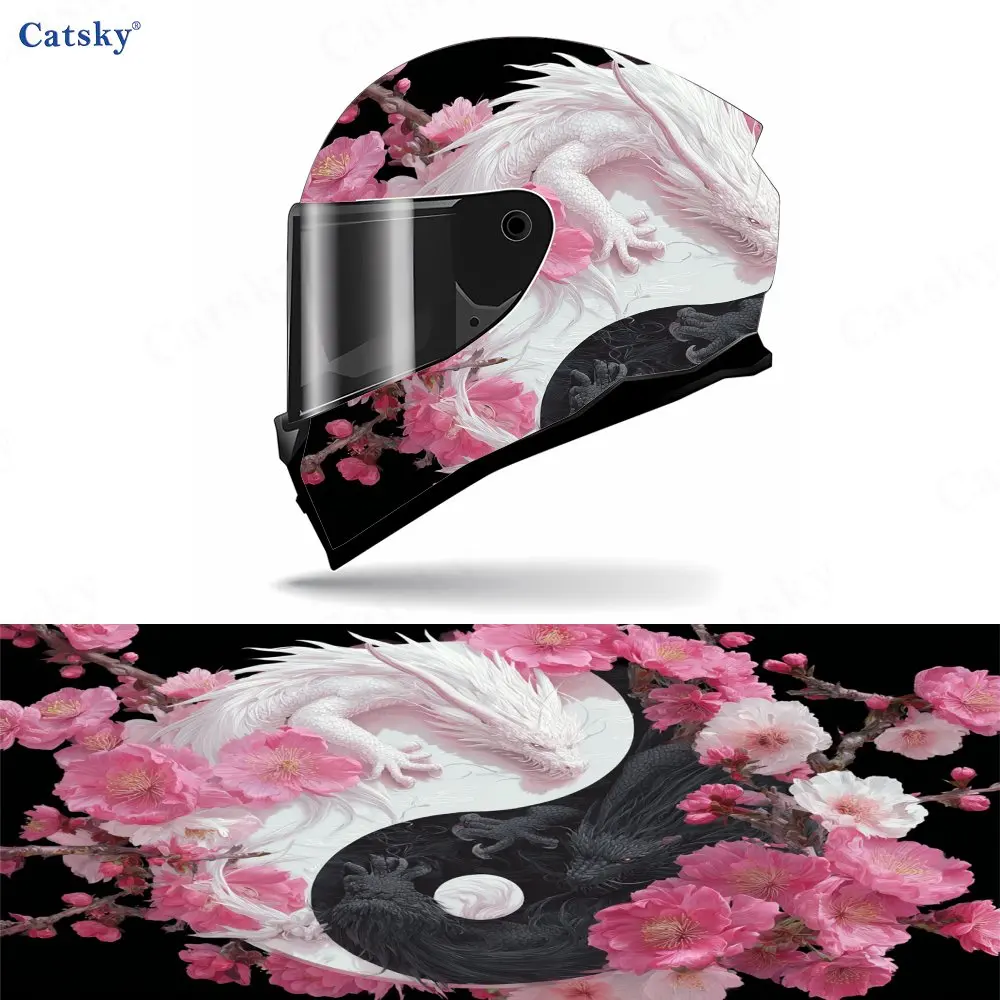Conjunto completo de adesivos para capacete Taiji Dragon Diagram, capacetes de motocicleta, carros de corrida, adesivos gráficos, capacetes de terno d