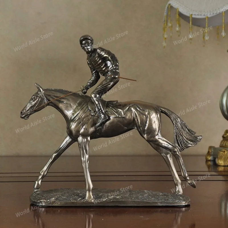 

Статуя для скачек, изделия из смолы, украшения для жокейского вершника, украшение для стола, скульптура спортсмена, эстетика комнаты, мебель для лошадей