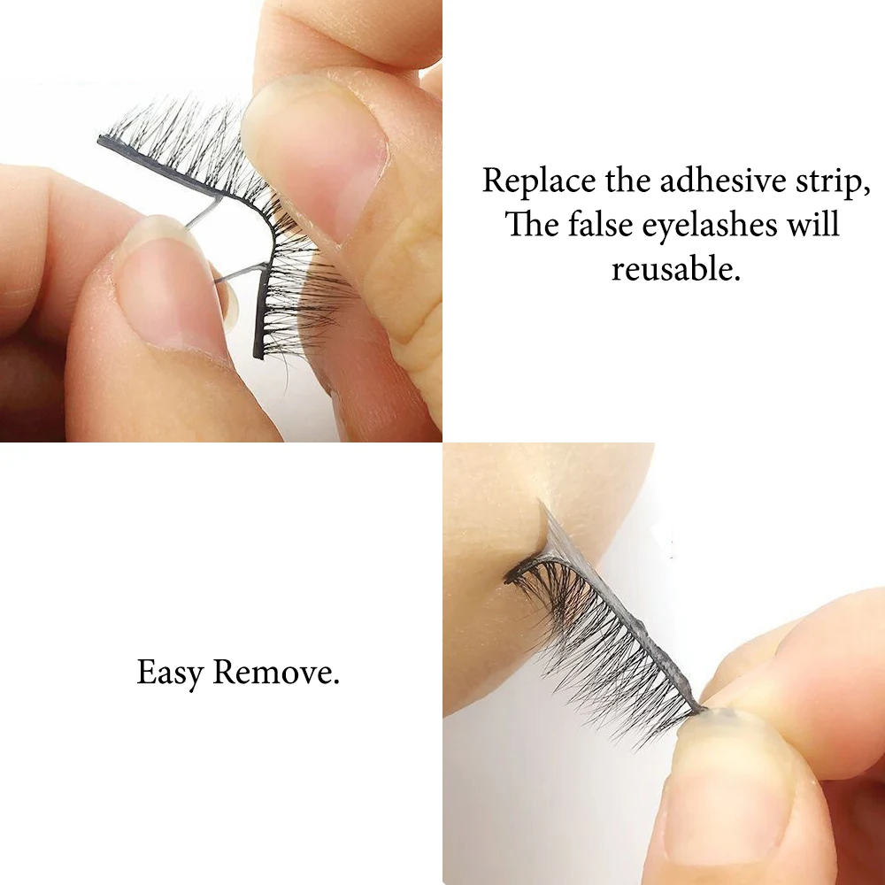 10/20/38Pcs/Box Reusable Self-Adhesive False Eyelashes Glue Strip Eyelash Glue-Free Lash Adhesive Tape Professional Makeup Tools