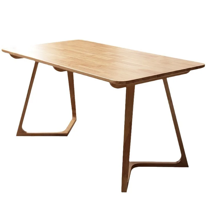 

Nordic solid wood dining table and chair combination household rectangular log walnut modern simple small apartment dining