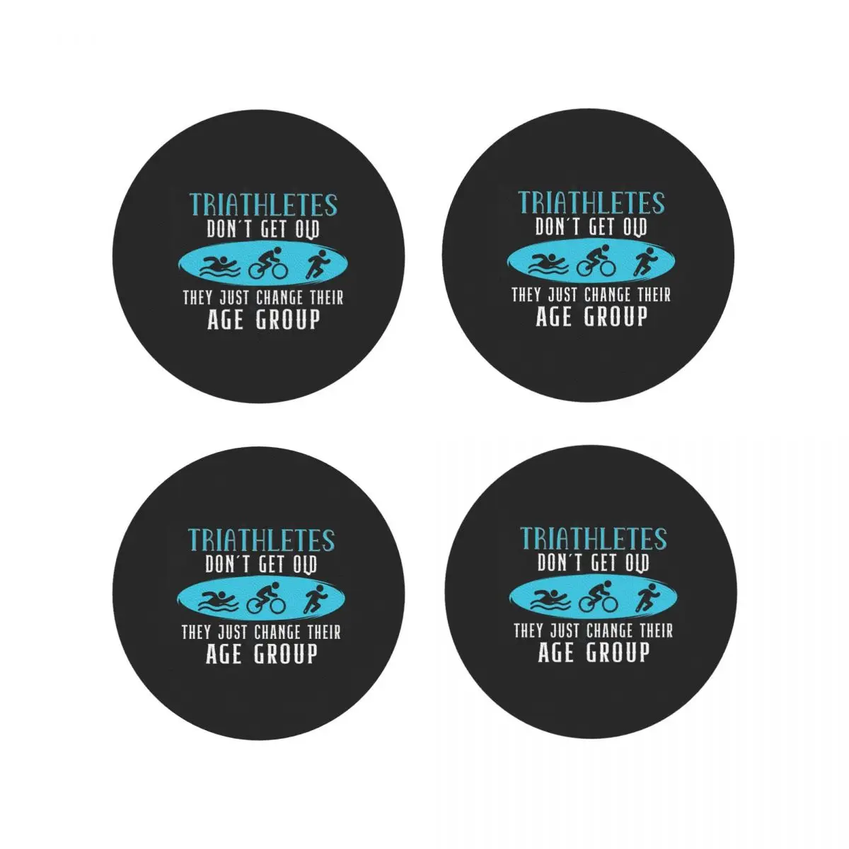 Triathlon Swimming Cycling Running Coasters Kitchen Placemats Waterproof Insulation Cup Coffee Mats Tableware Pads Set of 4