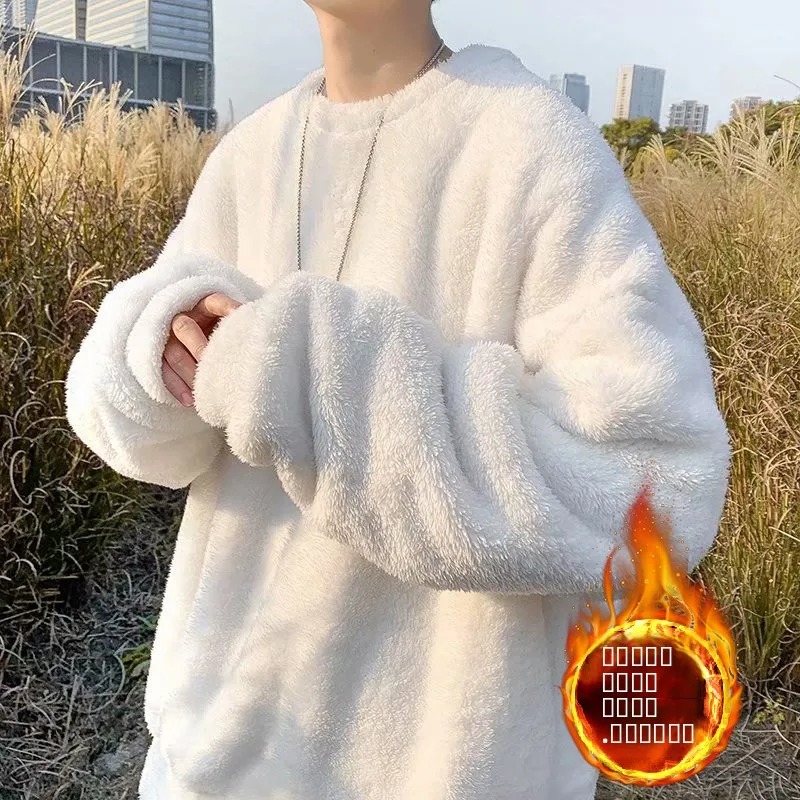 

Hong Kong Sle Men's Plu Sweatirt Loose Warm Trendy Autumn Winter Knitted Outerwear Couple's Matching Youth Casual Faion