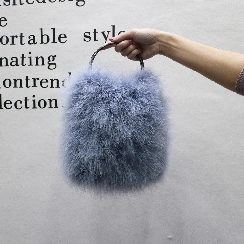 Real Ostrich Feather Crossbody Bag handbag women fuffly shoulder clutch bag female accessories ladies feather trimmed B99