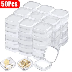 50/1Pcs Mini Storage Box Transparent Square Plastic Packaging Container Case Portable Earring Bracelet Jewelry Storage Organizer