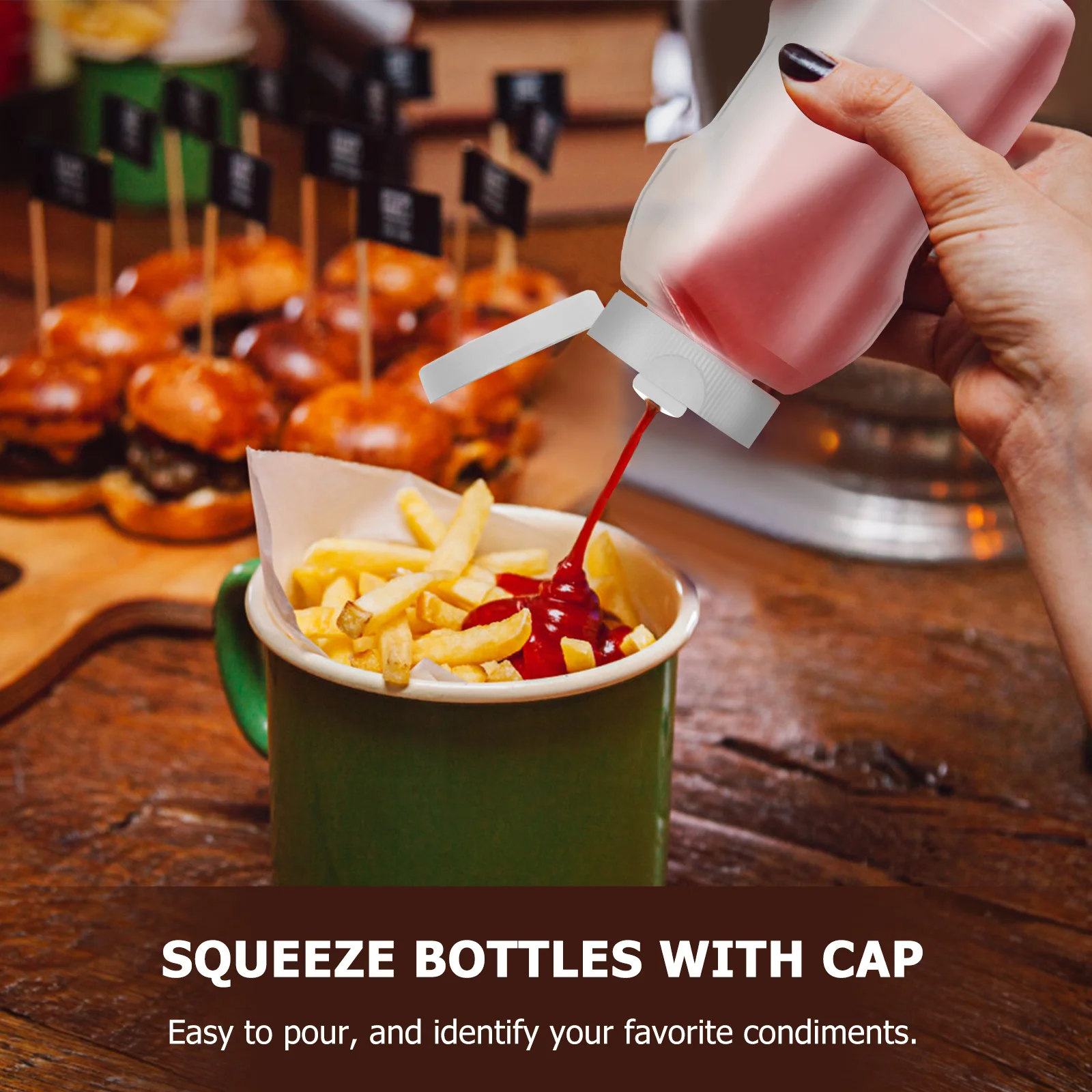 Botellas exprimibles, dispensadores de condimentos, Material ecológico de calidad alimentaria, fácil de extruder, condimentos para ensalada, Ketchup, mostaza, 4 Uds.