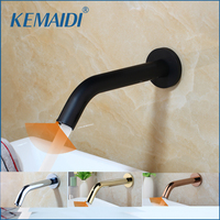 KEMAIDI Black Bathroom Sink Faucet Wall Mounted Automatic Sensor Faucets Hands Free Touch Hot Cold Mixer Tap Bathroom Gun Grey
