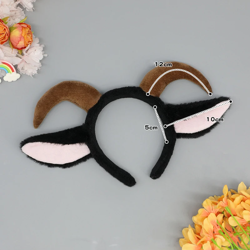 Niedliche Lolita Plüsch Langhorn-Lamm-Stirnbänder Cosplay Halloween Tierkostüm-Requisiten Ziegenohren Kopfschmuck Weihnachts-Fuchs-Haaraccessoires – Detail 10