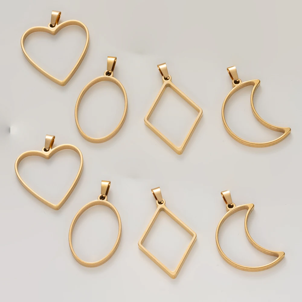5pcs Stainless Steel Hollow Frame Pendants With Clip Resin Craft Bezels Jewelry Molds for DIY Necklaces Earrings Making Supplies image 6
