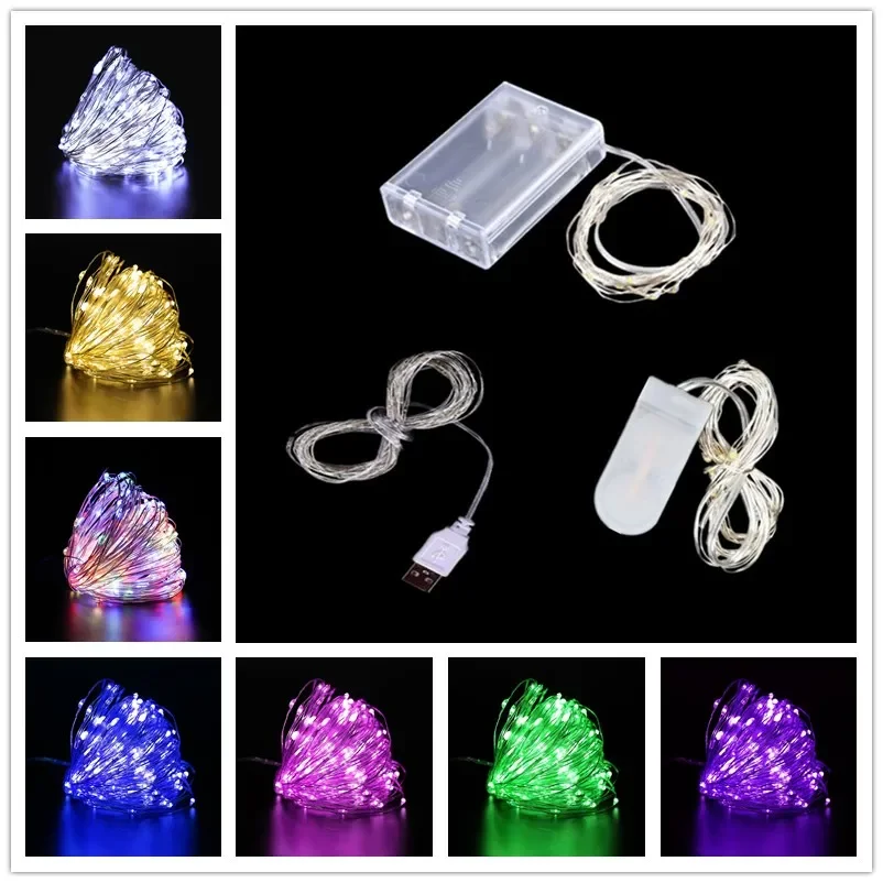 New 1m/2m/3m/5m/10m Fairy String Lights Led USB Outdoor Battery Operated Garland Christmas Decorations Xmas New Year Ornaments D