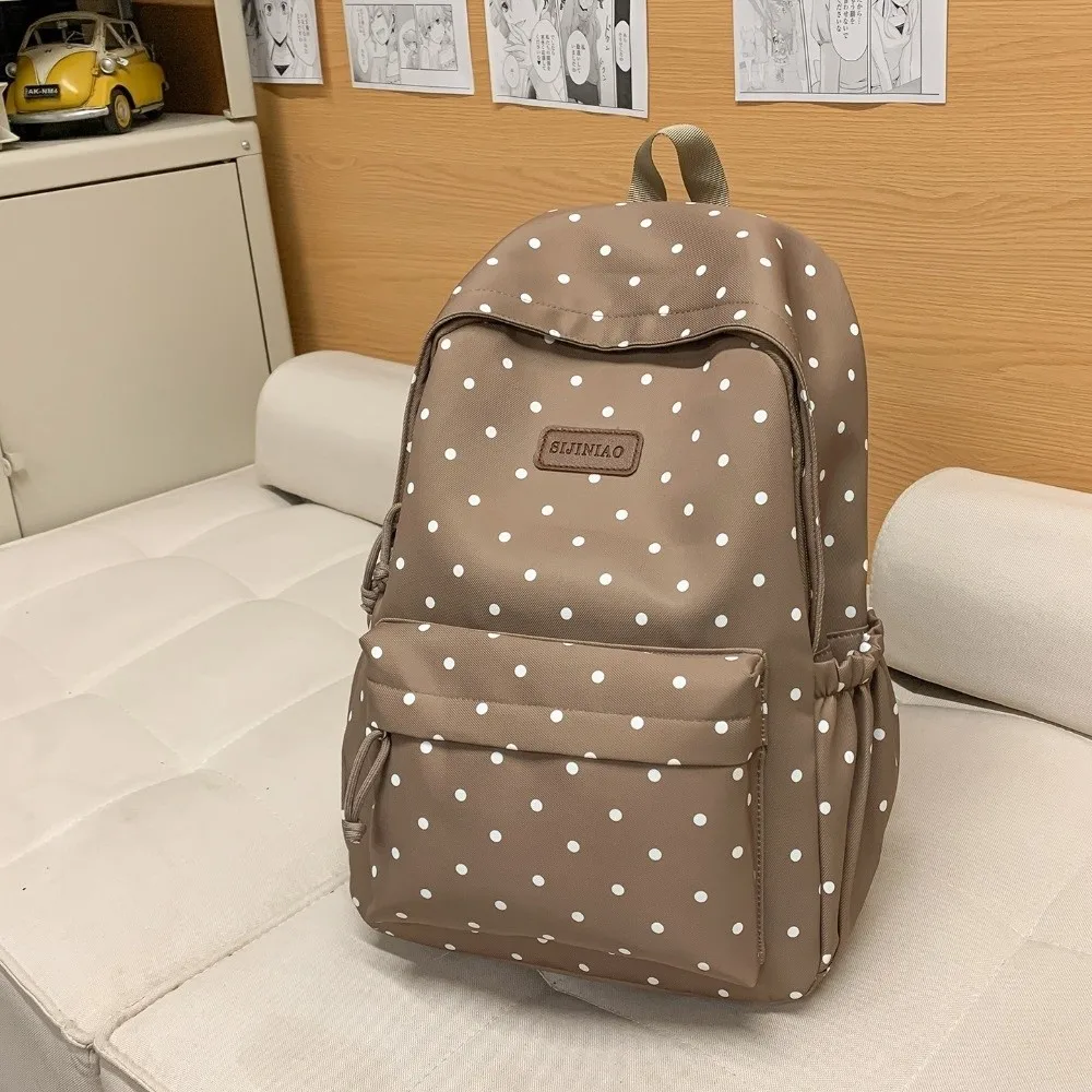 Täglicher Doppelschulter-Rucksack mit Polka-Dots, Große Kapazität, Leichter Reiserucksack, Niedliche Wasserdichte Schultasche für Wandern – Detail 9