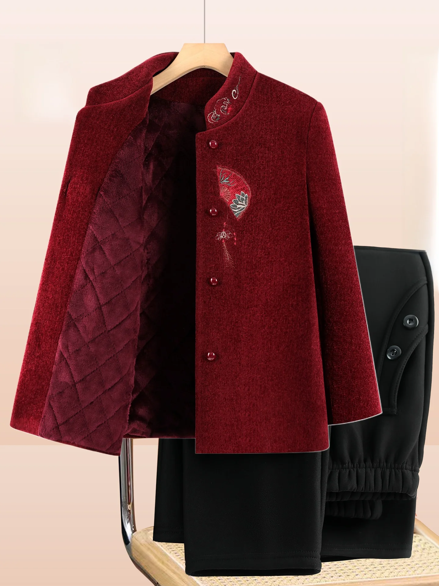 

Зимнее пальто Thiened Fce с подкладкой для женщин, традиционный китайский стиль, свободный крой, новогодний наряд, большие размеры